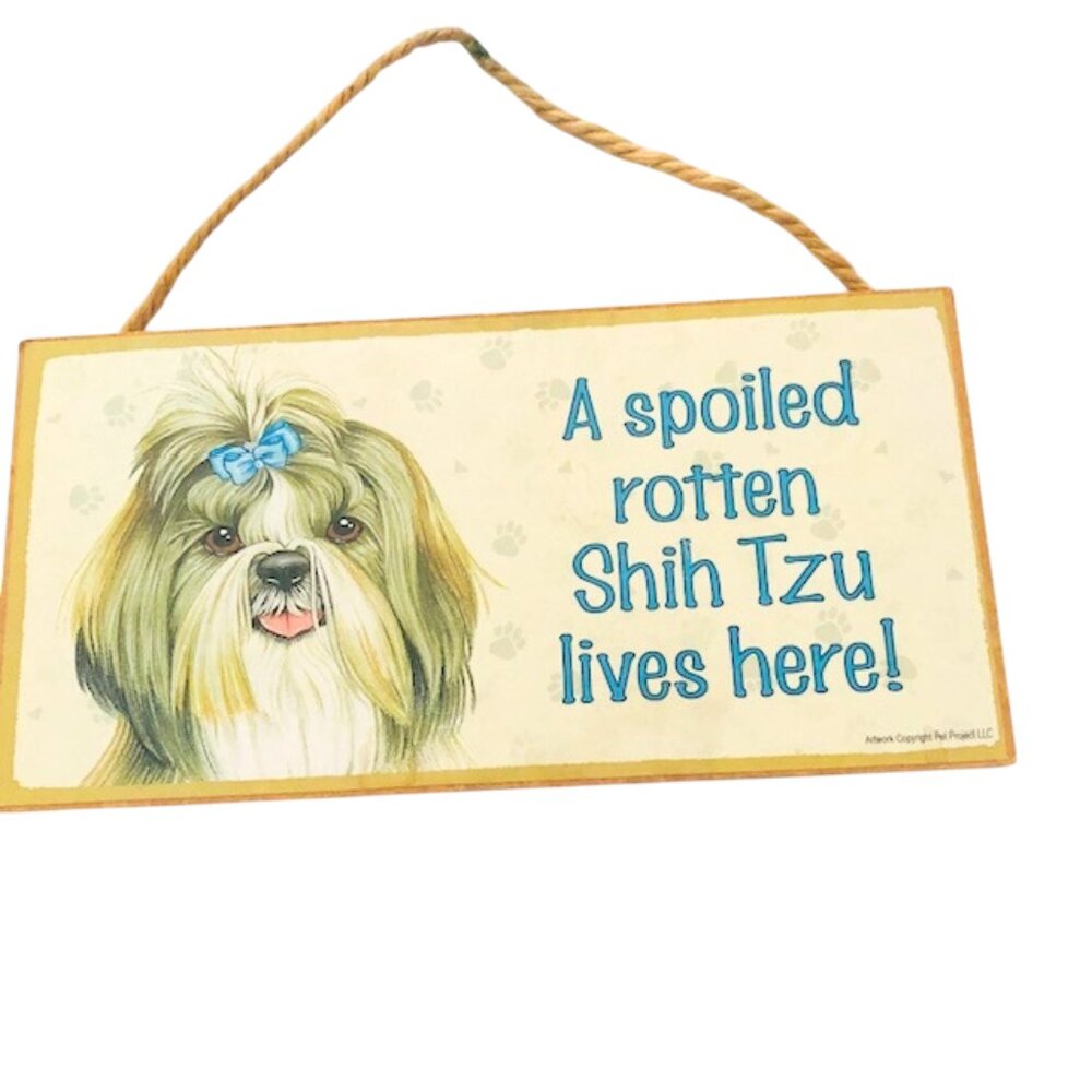 Love & Laughter Wooden Shih Tzu Dog Sign